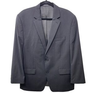 Franco Tassi Wool Pinstripe Blazer Black Grey Mens 44R Business Coat Suit Jacket